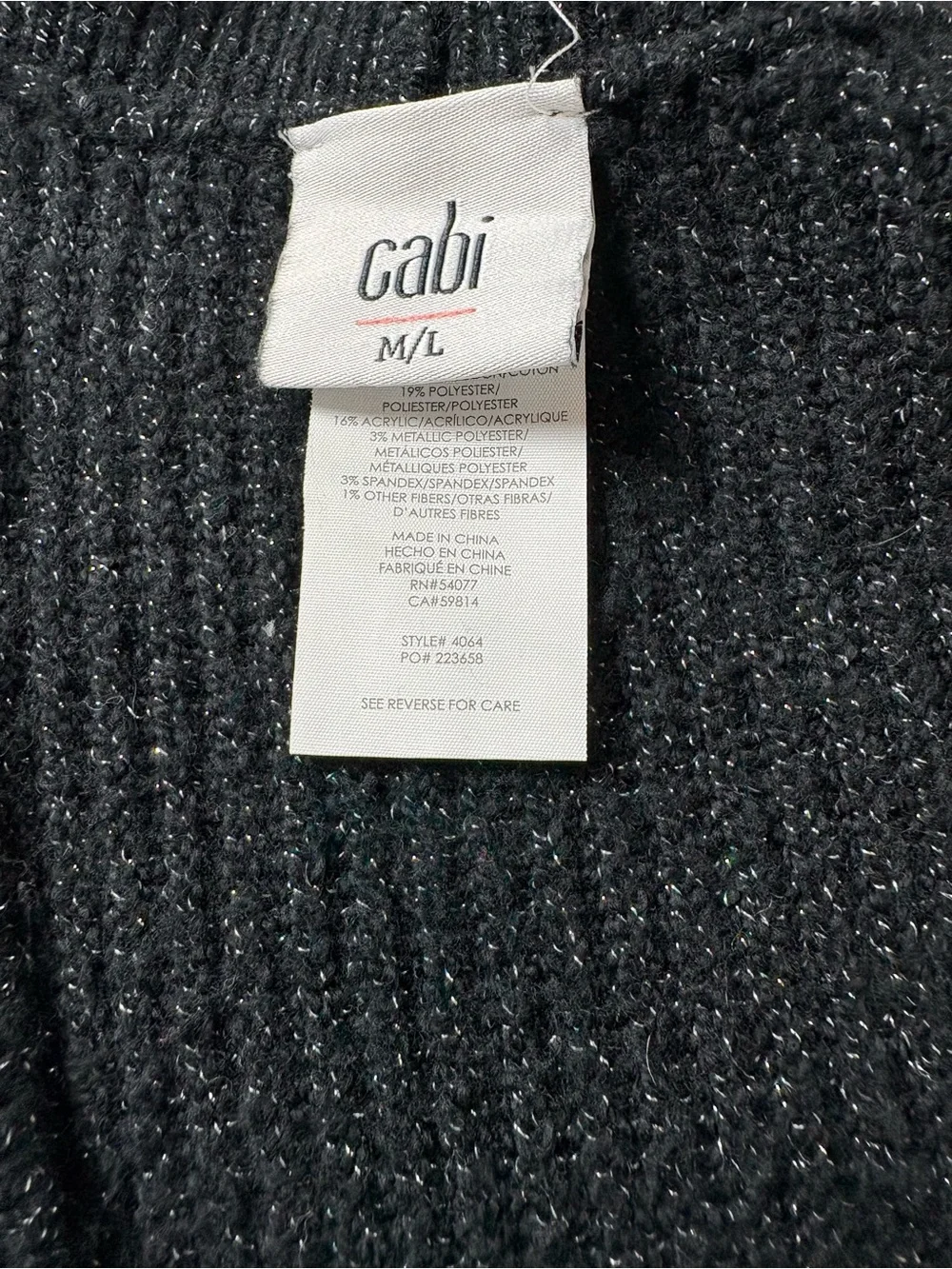 CAbi Black Open-Front Pocketed Knit Shrug
